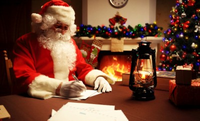 Portrait of Santa Claus answering Christmas letters