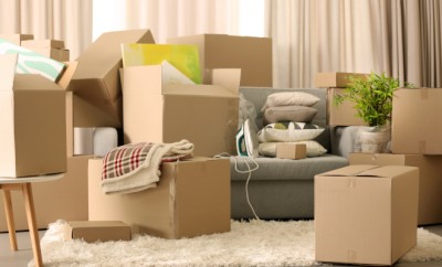 Packed household goods for moving into new house